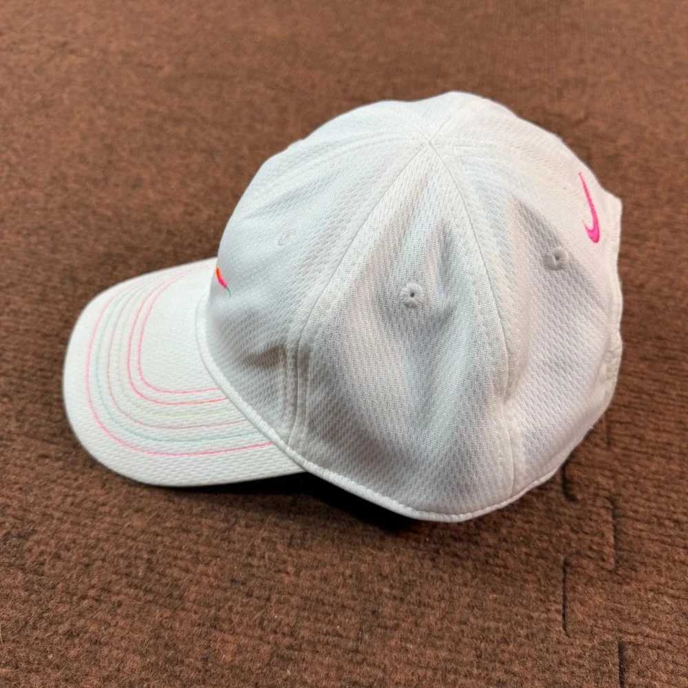 A+ Nike Dri-FIT Toddler White Baseball Cap Multi-Color Swoosh 2922-001